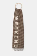 Apaszki i szaliki damskie - Weekend Max Mara szalik wełniany kolor brązowy wzorzysty 2425546065600 - miniaturka - grafika 1