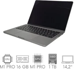 Apple MacBook Pro 14 A2442 M1 PRO 16GB 1TB SSD 14,2" Liquid Retina XDR 3024x1964 WiFi BT Kam OS Sequoia PL Gw12mc - Elektronika OUTLET - miniaturka - grafika 1