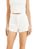 Spodenki damskie - Spodenki damskie Guess Claudia białe krótkie szorty-W27 - miniaturka - grafika 1