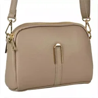 Torebki damskie - Zgrabna torebka skóra naturalna listonoszka ciepły beż dwie komory Borse in Pelle - miniaturka - grafika 1