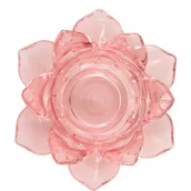 Świeczniki - ŚWIECZNIK KWIAT tealight różowy SZKLANY śr. 12cm - miniaturka - grafika 1