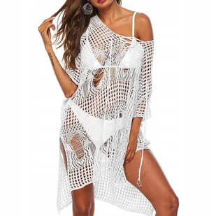 Ażurowe pareo plażowe boho tunika sukienka - Bluzki damskie - miniaturka - grafika 1