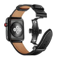 Akcesoria do smartwatchy - Opaska Pasek Bransoleta Leather Butterfly Apple Watch 1/2/3/4/5/6/7/8/Ultra/Se 42/44/45/49Mm Czarna - miniaturka - grafika 1