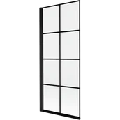 Parawany nawannowe - Mexen Mist parawan nawannowy 1-skrzydłowy lewy 80 x 150 cm, czarna kratka, czarny - 8A9-080-001-70-77-L - miniaturka - grafika 1