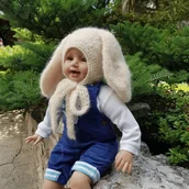 Czapki dla dzieci - Czapka Ecru Króliczek alpaka/jedwab - miniaturka - grafika 1