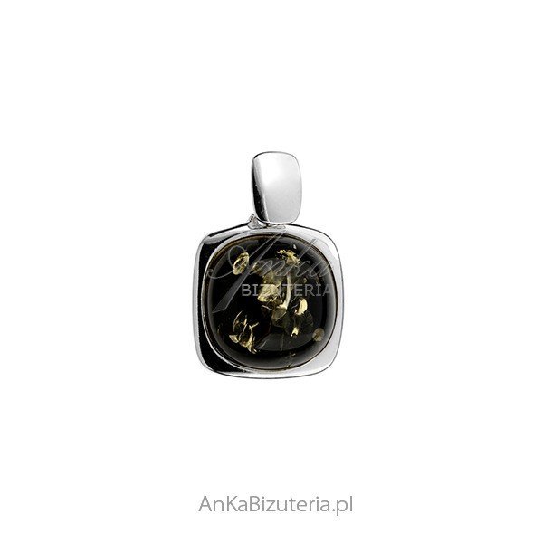 ankabizuteria.pl Srebrna zawieszka z zielonym bursztynem