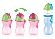 Shakery i bidony sportowe - Tescoma Butelka dziecięca ze słomką BAMBINI 300 ml, zielony, różowy 668172-53 - miniaturka - grafika 1