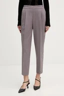 Spodnie damskie - Sisley spodnie damskie kolor szary fason chinos high waist 41YPLF043 - miniaturka - grafika 1