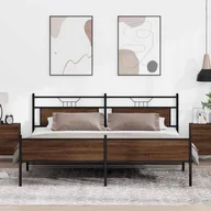 Łóżka - vidaXL Metalowa rama łóżka, bez materaca, brązowy dąb, 193x203 cm - miniaturka - grafika 1