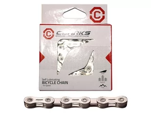 CLARKS Łańcuch rowerowy CLARK'S YBN CSL-H10CR SHIMANO CAMPAGNOLO SRAM (10 Biegów, 1/2"x11/128" dł.116 ogniw, szer.5.9mm, spinka do łańcucha, Super Lekki, Chromowy) Samosmarujący srebrny A-CLA-CSL-H10CR - Części rowerowe - miniaturka - grafika 1