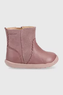 Buty dla dziewczynek - Geox botki skórzane dziecięce kolor różowy - grafika 1