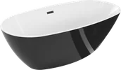 Wanny - Mexen Eris wanna wolnostojąca 155 x 80 cm, biała/czarna, przelew czarny - 53441558075-70 - miniaturka - grafika 1