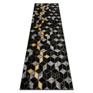 Dywany - Dywan, Chodnik GLOSS nowoczesny 400B 86 stylowy, glamour, art deco, 3D geometryczny / złoty czarny 80x300 cm - miniaturka - grafika 1