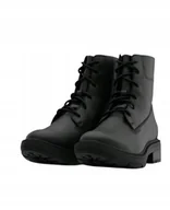 Botki damskie - TIMBERLAND CZARNE BOTKI SKÓRZANE Z GRUBĄ PODESZWĄ I SZNUROWANIEM 42 T7C - miniaturka - grafika 1