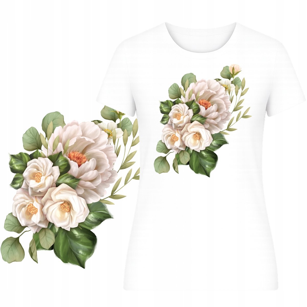 T-SHIRT NA LATO DAMSKI KOSZULKA SUPER NADRUK HIT MOTYW KWIAT NA WAKACJE 3XL