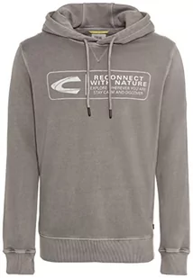 camel active Męska bluza z kapturem z nadrukiem logo, szary, S - Bluzy męskie - miniaturka - grafika 1