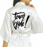 Piżamy damskie - SZLAFROK SATYNOWY BIAŁY Wieczór Panieński TEAM BRIDE! Różne Wzory - miniaturka - grafika 1