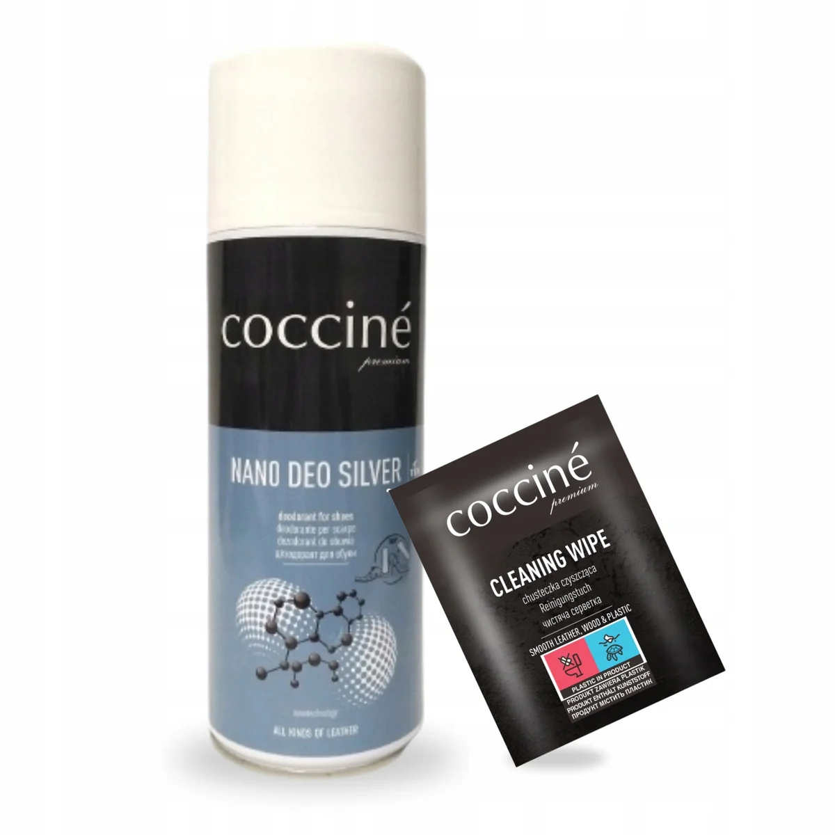 Chusteczka Czyszcząca do Skóry i Dezodorant Deo Silver Coccine Zestaw 2w1