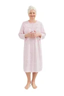 Bielizna nocna - KOSZULA NOCNA DAMSKA L DŁUGI RĘKAW BAWEŁNIANA LUŹNA ROZPINANA KWIATY RÓŻ - miniaturka - grafika 1