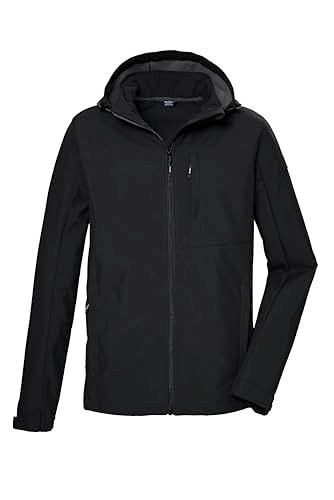 killtec Męska kurtka softshellowa/kurtka outdoorowa z kapturem KOS 103 MN SFTSHLL JCKT, czarna, 4XL, 42814-000