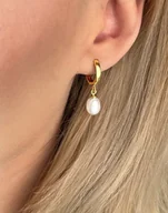 Kolczyki - Kolczyki srebrne pozłacane z perłą naturalną - miniaturka - grafika 1