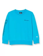 Bluzy dla dziewczynek - Champion Bluza dziecięca Legacy Neon Spray Powerblend Small Logo Crewneck bluza, Jasnoniebieski, 7-8 Lat - miniaturka - grafika 1