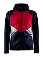 Kurtki i kamizelki sportowe damskie - Craft Kurtka funkcyjna "Glide Hood JKT" w kolorze granatowym ze wzorem - miniaturka - grafika 1