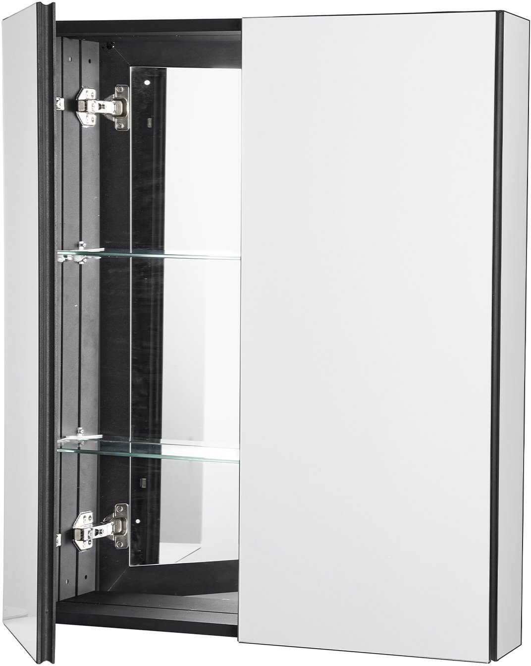 Szafka łazienkowa z lustrem 66x76 cm aluminiowa 2 półki regulowane wisząca