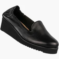 Mokasyny damskie - Mokasyny Damskie Skórzane Buty Na Koturnie Półbuty Darex Czarne Czarny 39 - miniaturka - grafika 1