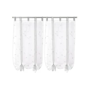 Panel okienny biały z szarym haftem 2 sztuki - Zasłony - miniaturka - grafika 1