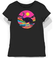 Koszulki i topy damskie - Koszulka damska czarna z motywem kolorowego strusia L - Empik - miniaturka - grafika 1