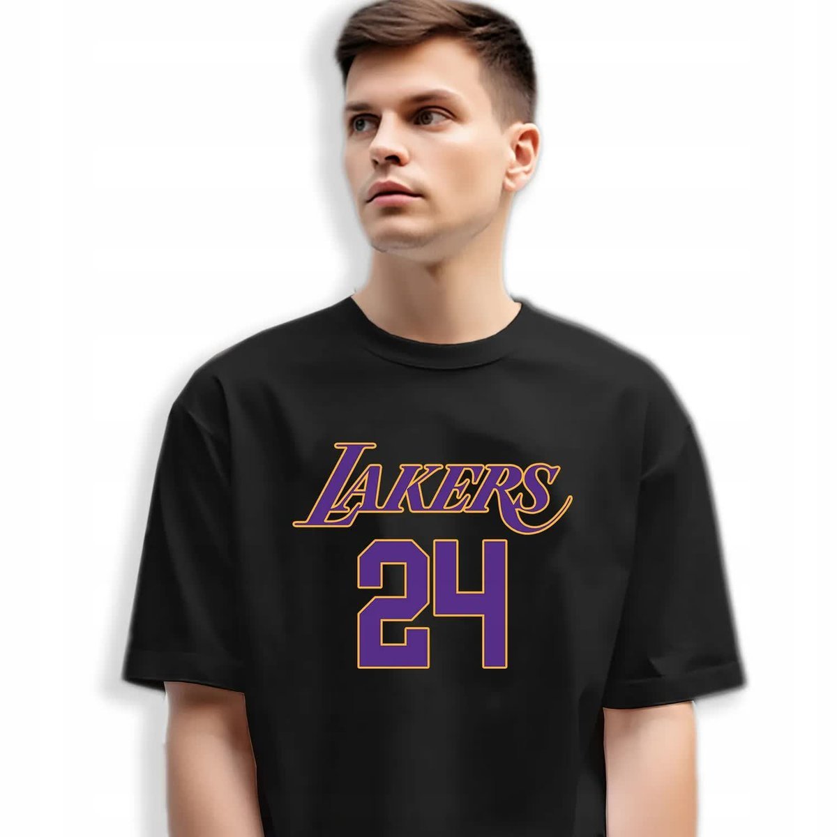 Koszulka Czarna Męska T-Shirt LAKERS 25 Koszykówka Sportowe Wzory - M