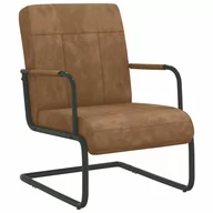 Fotele - vidaXL Lumarko Krzesło wspornikowe, brązowe, obite aksamitem! 325796 - miniaturka - grafika 1