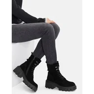 Botki damskie - Trzewiki Badura C-WFA3112-1Z Czarny - miniaturka - grafika 1