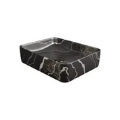 Umywalki - Massi Umywalka ceramiczna nablatowa marmurowa prostokątna czarna 50 x 39 cm MARBE BLACK - miniaturka - grafika 1