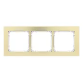 Klawisze i ramki - Karlik Ramka potrójna Deco metal - mosiądz szczotkowane, biały - miniaturka - grafika 1