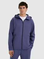 Bluzy męskie - 4F Bluza dresowa rozpinana z kapturem męska - niebieska L - miniaturka - grafika 1