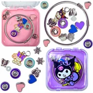 Prace ręczne dla dzieci - ZESTAW KUROMI BRANSOLETKA BIŻUTERIA CHARMS KORALIKI ZAWIESZKI DLA DZIECI - miniaturka - grafika 1