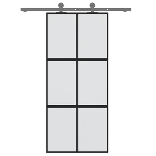 Drzwi przesuwne, czarne, 90x205 cm, szkło hartowane, aluminium 8721012120426 - Drzwi wewnętrzne - miniaturka - grafika 4