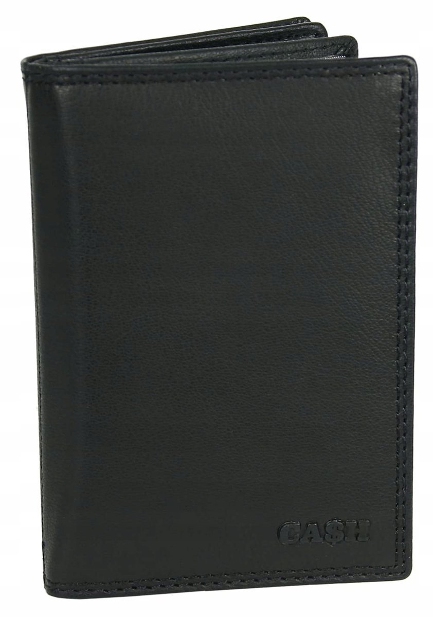 CA$H Skórzane Etui Na Dokumenty Męskie Czarny Portfel