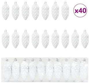 vidaXL Dekoracja Choinki 40 pcs Biały - Ozdoby bożonarodzeniowe - miniaturka - grafika 1