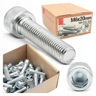 Śruba imbusowa M6x20 z łbem walcowym DIN912 kl. 8.8 ampulowa ocynk 50szt - Śruby i nakrętki Śruba imbusowa M6x20 z łbem walcowym DIN912 kl. 8.8 ampulowa ocynk 50szt - Śruby i nakrętki - miniaturka - grafika 1