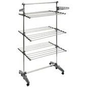 Suszarki na ubrania - 5five Simple Smart Składana suszarka na ubrania suszarka na bieliznę 3 poziomy kółka stal nierdzewna suszarka do prania szaro-srebrna suszenie 157306 - miniaturka - grafika 1