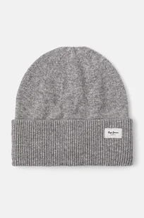 Pepe Jeans czapka z domieszką wełny YELA HAT kolor szary z cienkiej dzianiny PL040360 - Czapki damskie - miniaturka - grafika 1