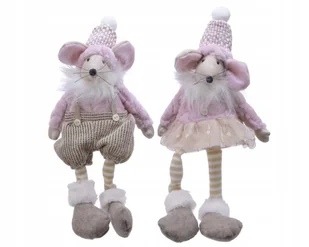 Figurka świąteczna mysz 13x7x33cm różowa - Ozdoby bożonarodzeniowe - miniaturka - grafika 1