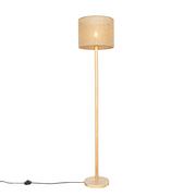 Lampy stojące - QAZQA Landelijke vloerlamp hout met linnen kap naturel 32 cm - Mels - miniaturka - grafika 1