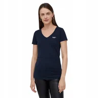 Koszulki i topy damskie - PEPE JEANS KOSZULKA DAMSKA T-SHIRT GRANATOWA r.XS - miniaturka - grafika 1