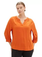 Bluzki damskie - TOM TAILOR Damska bluzka plus size, 32403 - Gold Flame Orange Melange, 44 - miniaturka - grafika 1