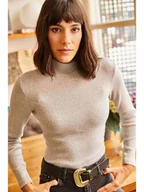 Swetry damskie - Happiness Istanbul Sweter w kolorze szarobrązowym - miniaturka - grafika 1