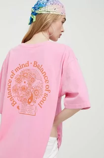 Koszulki sportowe damskie - Rip Curl t-shirt bawełniany kolor różowy - grafika 1
